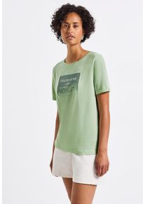Street One Damen T-Shirt, grün, casual, Gr. 44, bedruckt, Web, Stoff, 50% Baumwolle, 50% Modal, Shirts, mit U-Boot-Ausschnitt