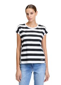 Betty Barclay Damen Kurzarmshirt "Betty Barclay Basic Shirt mit Streifen", schwarz-weiß, casual, Gr. 44, Jersey, Obermaterial: 95% Baumwolle, 5%
