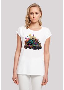F4NT4STIC Damen T-Shirt "Blumen Auto Tee", weiß, casual, Gr. XL, Obermaterial: 100% Baumwolle, Shirts, Print