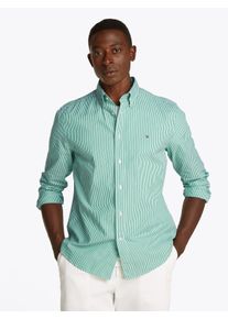 Tommy Hilfiger Herren Langarmhemd "FLEX POPLIN CLASSIC STP RF SHIRT", grün, klassisch, Gr. L, Popeline, Obermaterial: 100% Baumwolle, Hemden, mit