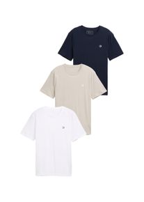 Herren T-Shirt, weiß, casual, Gr. M, Tom Tailor Denim, unifarben, Jersey, Obermaterial: 100% Baumwolle, Shirts, mit Logo Print