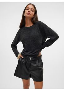 Véro Moda VERO MODA Damen Rundhalspullover "VMDOFFYSHINE LS O-NECK BLOUSE REP NOOS", schwarz, modisch, Gr. S, glänzend, Strick, Obermaterial: 85% Polyester,