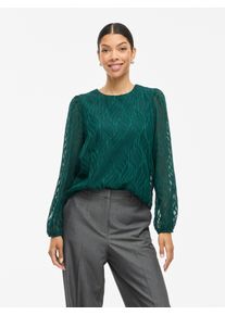 Vila Damen Blusenshirt "VIMIKA O-NECK L/S TOP - NOOS", grün, modisch, Gr. 42, unifarben, Jersey, Obermaterial: 100% Polyester, Shirts