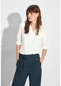 Cecil Damen Poloshirt, weiß, casual, Gr. XXL, unifarben, Stoff, 95% Viskose, 5% Elasthan, Shirts, mit 3/4 Ärmeln