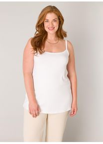 Damen Spaghettitop "Alexa", weiß, feminin, Gr. 58, Base Level Curvy, unifarben, Jersey, Obermaterial: 94% Viskose, 6% Elasthan, Tops, Verstellbare