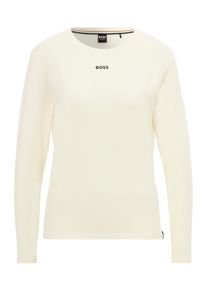 BOSS Damen Langarmshirt, Gr. L, weiß, Jersey, Obermaterial: 95% Baumwolle, 5% Elasthan, unifarben, Basic, Shirts, mit Rundhalsausschnitt