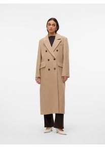 Véro Moda VERO MODA Damen Langmantel "VMEDENSIA LONG WOOL COAT GA", braun, modisch, Gr. L, meliert, Web, Obermaterial: 70% Polyester, 30% Wolle, Mäntel