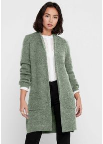 Only Damen Longstrickjacke "ONLJADE L/S CARDIGAN KNT NOOS", grün, casual, Gr. XS, meliert, Grobstrick, Obermaterial: 81% Polyacryl, 19% Polyester,