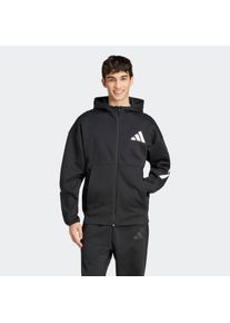 Herren Kapuzensweatshirt "M Z.N.E. FZ", schwarz-weiß, sportlich, Gr. S, adidas Sportswear, Obermaterial: 57% Polyester, 43% Baumwolle, Sweatshirts