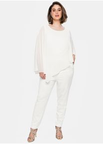 sheego Damen Jumpsuit, weiß, Gr. 42, unifarben, 68% Viskose, 27% Polyamid, 5% Elasthan, Overalls