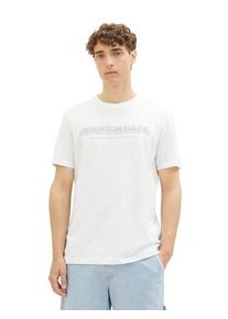 Herren T-Shirt, weiß, casual, Gr. L, Tom Tailor Denim, Obermaterial: 100% Baumwolle, Shirts, mit Logofrontprint