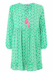 Zwillingsherz Damen Sommerkleid ""Stargazing"", grün, modisch, Gr. SM, gemustert, Obermaterial: 100% Viskose, Kleider, mit Muster, langen Ärmeln und