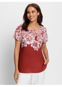 Lady Damen Schlupfbluse, weiß, Gr. 52, geblümt, gemustert, mehrfarbig, bedruckt, 95% Polyester, 5% Elasthan, Blusen