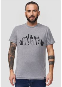 Recovered Herren T-Shirt "Marvel City Logo Light Grey", grau, casual, Gr. XXL, bedruckt, 100% Baumwolle, Shirts, im zeitlosen Design