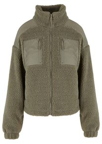 Urban Classics Damen Winterjacke "Urban Classics Damen Ladies Sherpa Mix Jacket", grün, klassisch, Gr. L, unifarben, 100% Polyester, Jacken