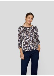 Rabe Damen Print-Shirt "T-Shirt", blau, feminin, Gr. 42, gemustert, 92%Viskose 8%Elastan, Shirts