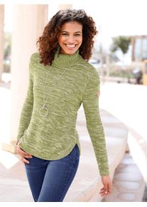Casual Looks Damen Rollkragenpullover "Pullover", grün, Gr. 40, unifarben, meliert, 54% Baumwolle, 46% Polyacryl, Pullover