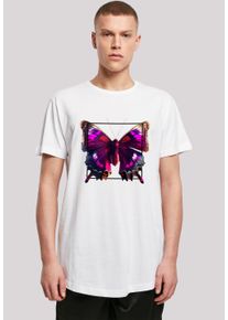 F4NT4STIC Herren T-Shirt "Pink Schmetterling LONG TEE", weiß, casual, Gr. XXL, Obermaterial: 100% Baumwolle, Shirts, Print