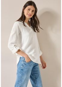 Cecil Damen Langarmbluse, weiß, casual, Gr. XL, unifarben, Web, 100% Baumwolle, Blusen, aus reiner Baumwolle