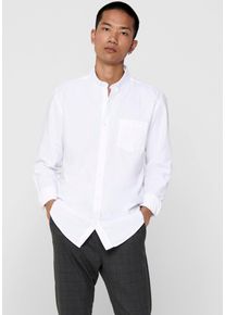 Only & Sons ONLY & SONS Herren Langarmhemd "ONSALVARO SLIM LS OXFORD SHIRT NOOS", weiß, modisch, Gr. XXL, unifarben, Web, Obermaterial: 55% Baumwolle, 45%