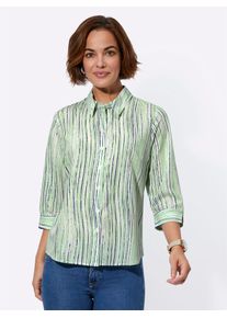 Classic Basics Damen Crepebluse, grün, Gr. 38, gemustert, mehrfarbig, gestreift, 100% Polyester, Blusen