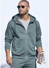 Herren Kapuzensweatjacke, grün, sportlich, Gr. S, AUTHENTIC LE JOGGER, unifarben, Sweatware, Obermaterial: 60% Baumwolle, 40% Polyester, Sweatjacken,