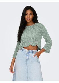 Only Damen Rundhalspullover "ONLNOLA LIFE 3/4 PULLOVER KNT NOOS", grün, modisch, Gr. M, unifarben, Strick, Obermaterial: 70% Baumwolle, 30%
