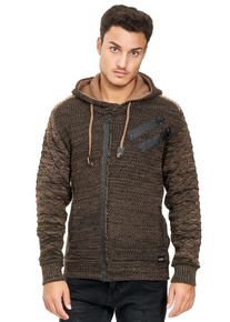 Rusty Neal Herren Strickjacke, grün, Gr. XL, unifarben, 70% Polyacryl, 30% Baumwolle, Strickjacken, in cooler Grobstrickoptik