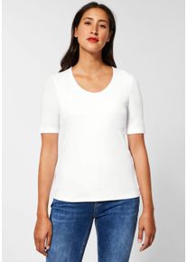 Street One Damen T-Shirt "Style Palmira", weiß, Basic, Gr. 36, unifarben, Stoff, Obermaterial: 50% Baumwolle, 50% Modal, Shirts, im Basic Style