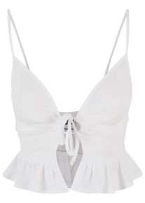 Urban Classics Damen Bügelloser BH "Urban Classics Damen Ladies Waffle Pique Ruffle Top", Gr. XXL, weiß, 65% Baumwolle, 35% Polyester, BHs