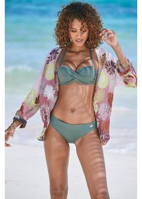 Lascana Damen Bikini-Hose "Italy", grün, Gr. 38, unifarben, Microfaser, Polyamid, Microfaser, Badehosen, mit Umschlagbund