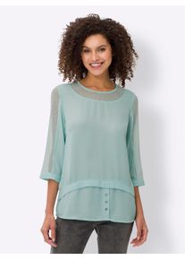 Heine Damen Crepebluse, grün, Gr. 50, unifarben, 100% Polyester, Besatz:100% Polyester, Blusen