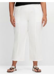 sheego Damen Schlupfhose, weiß, Gr. 50, unifarben, 98% Baumwolle, 2% Elasthan, Hosen