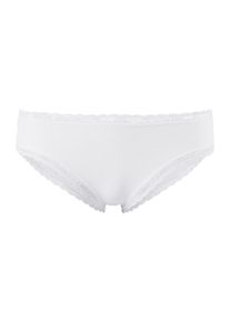 s.Oliver Damen Brasilslip, Gr. 32, weiß, Feinripp, Obermaterial: 95% Baumwolle, 5% Elasthan. Spitze: 90% Polyamid, 10% Elasthan. Zwickel: 95%