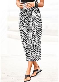 Lascana Damen Culotte, schwarz-weiß, modisch, Gr. 38, bedruckt, Jersey, Obermaterial: 95% Viskose, 5% Elasthan, Hosen, mit Alloverdruck, 7/8-Hose,
