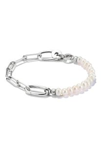 Thomas Sabo Damen Charm-Armband "Charm Club Connect: Perlen und Paperclip mit einem Connect Link", 19, Silber 925, recycelt-Perlen, bunt, Silber 925,