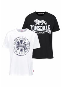 Lonsdale Herren T-Shirt "DILDAWN", schwarz-weiß, sportlich, Gr. 5XL, unifarben, Single Jersey, Obermaterial: 100% Baumwolle, Shirts, Doppelpack