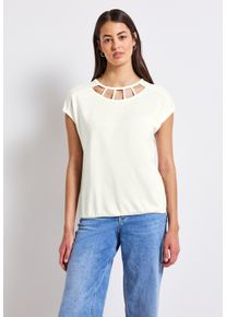 Street One Damen T-Shirt, weiß, casual, Gr. 36, unifarben, Stoff, 80% Polyester, 20% Viskose, Shirts, aus elastischem Materialmix