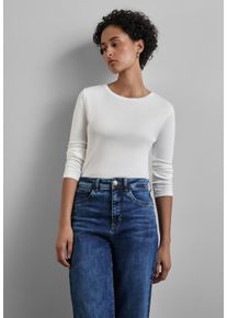 Street One Damen Langarmshirt, weiß, casual, Gr. 44, unifarben, Web, Stoff, 50% Baumwolle, 50% Modal, Shirts, im soften Baumwoll-Mix