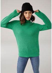 Laura Scott Damen Strickpullover, grün, casual, Gr. 46, clean, unifarben, Grobstrick, Obermaterial: 50% Baumwolle, 50% Polyacryl, Pullover, mit
