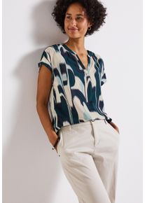 Street One Damen Blusentop, blau, casual, Gr. 44, bedruckt, Web, Obermaterial: 100% Viskose, Blusen, mit grafischem Muster