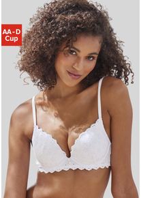 Vivance Damen Push-up-BH, Gr. 90, weiß, Jersey, Obermaterial: 76% Baumwolle, 12% Polyester, 7% Polyamid, 5% Elasthan, feminin, BHs, mit Bügel aus