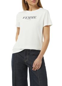 comma, COMMA Damen T-Shirt, weiß, casual, Gr. 34, unifarben, bedruckt, Single Jersey, Obermaterial: 57% Baumwolle, 37% Modal, 6% Elasthan, Shirts, mit