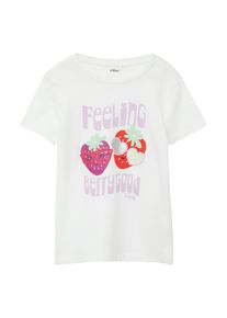 s.Oliver JUNIOR Mädchen T-Shirt, weiß, casual, Gr. 92, bedruckt, Jersey, Obermaterial: 100% Baumwolle, Shirts, im Loose Fit mit Effektprint