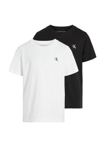 Jungen T-Shirt "2-PACK MONOGRAM TOP", schwarz-weiß, casual, Gr. 6, Calvin Klein Jeans, unifarben, Single Jersey, Obermaterial: 100% Baumwolle,