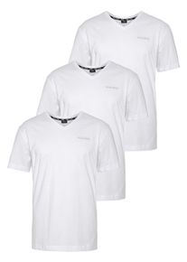 H.I.S. H.I.S Herren V-Shirt, weiß, Basic, Gr. M, Single Jersey, Obermaterial: 100% Baumwolle, Shirts, Kurzarm, Slim Fit, aus Baumwolle