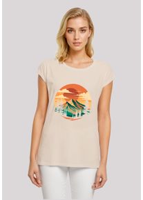 F4NT4STIC Damen T-Shirt "Sonnenuntergang Berglandschaft", weiß, casual, Gr. L, Obermaterial: 100% Baumwolle, Shirts, Premium Qualität