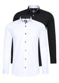 Rusty Neal Herren Langarmhemd, schwarz-weiß, casual, Gr. XXL, unifarben, 60% Baumwolle, 37% Polyester, 3% Elasthan, Hemden, im Slim-Fit geschnitten