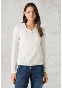 Cecil Damen Langarmshirt, weiß, casual, Gr. XXL, unifarben, Web, Stoff, 50% Baumwolle, 50% Modal , Shirts, mit Elastiksaum