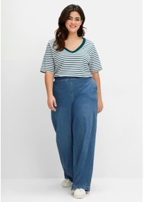 sheego Damen T-Shirt "T-Shirt", grün, Gr. 44, 97% Baumwolle, 3% Elasthan, Shirts